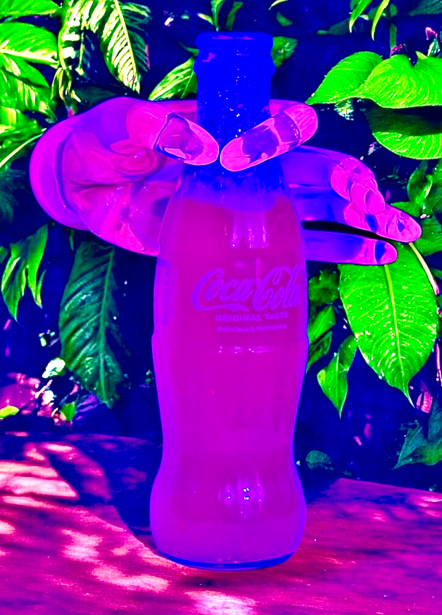 Coca Cola Original Bottle Fluorescent Neon Pink Pop Art Crystal Resin Showpiece / Sculpture