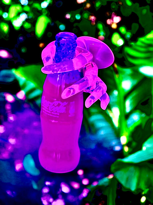 Coca Cola Original Bottle Fluorescent Neon Pink Pop Art Crystal Resin Showpiece / Sculpture