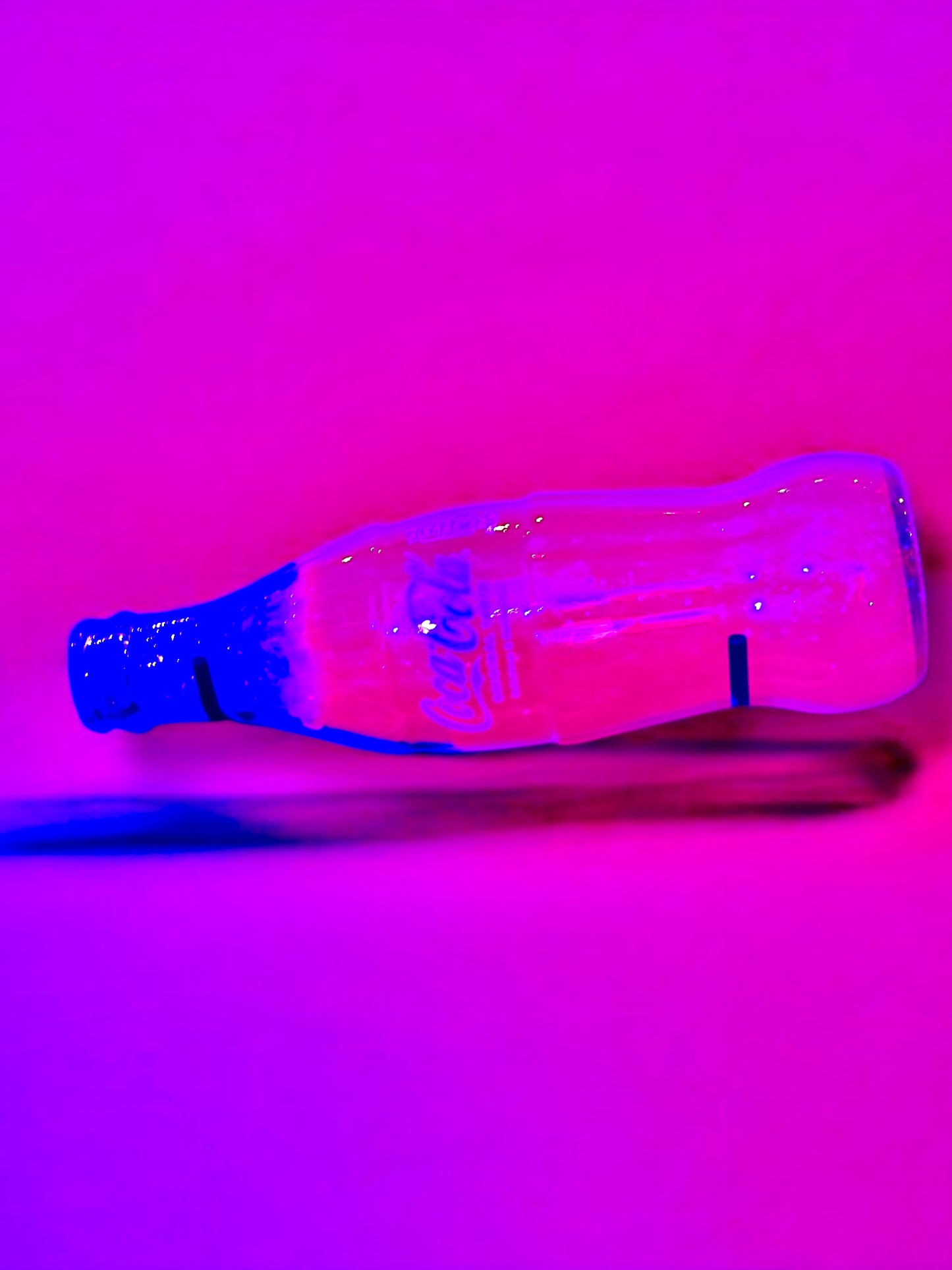 Coca Cola Original Bottle Fluorescent Neon Pink Pop Art Crystal Resin Showpiece / Sculpture