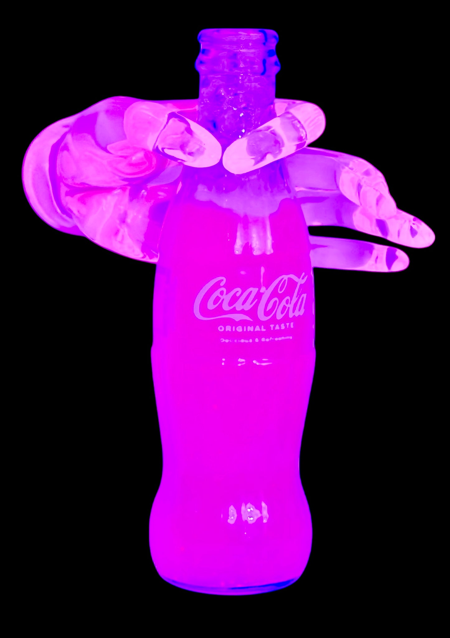 Coca Cola Original Bottle Fluorescent Neon Pink Pop Art Crystal Resin Showpiece / Sculpture